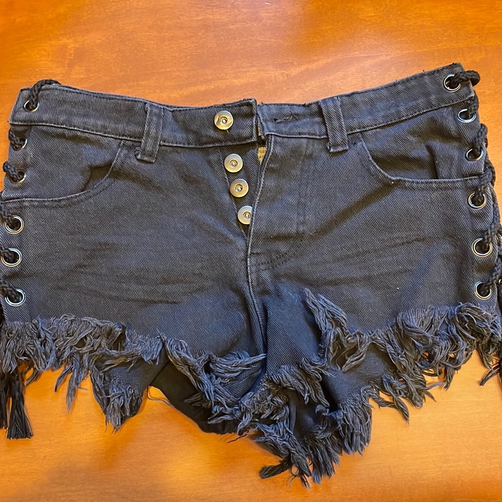 Black jean shorts